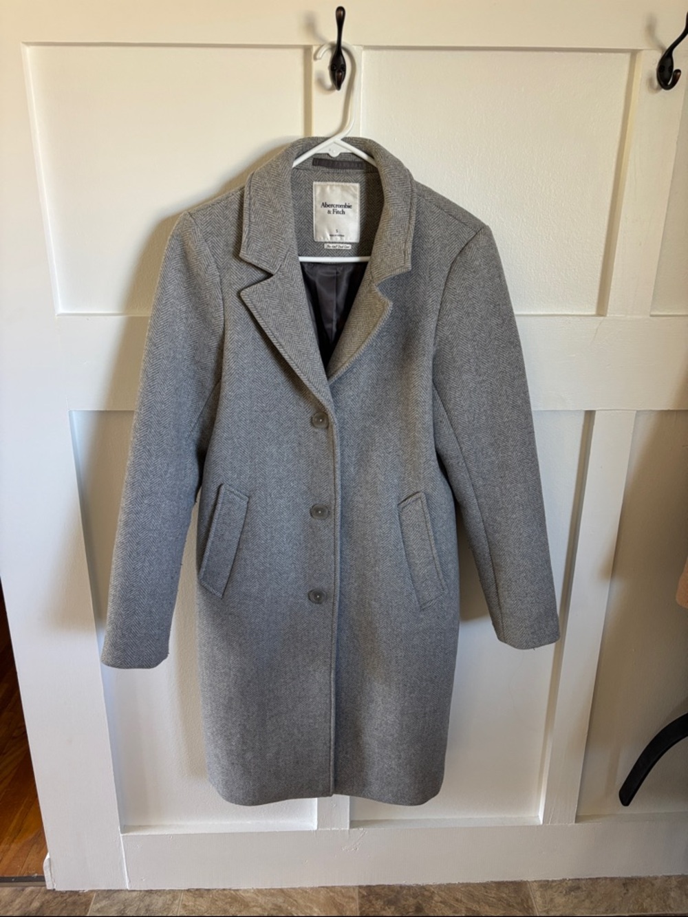 Abercrombie & Fitch Women's Light Gray Wool Pea Coat